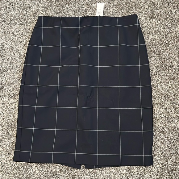 Ann Taylor Navy Window Pane Pencil Skirt - Picture 1 of 4